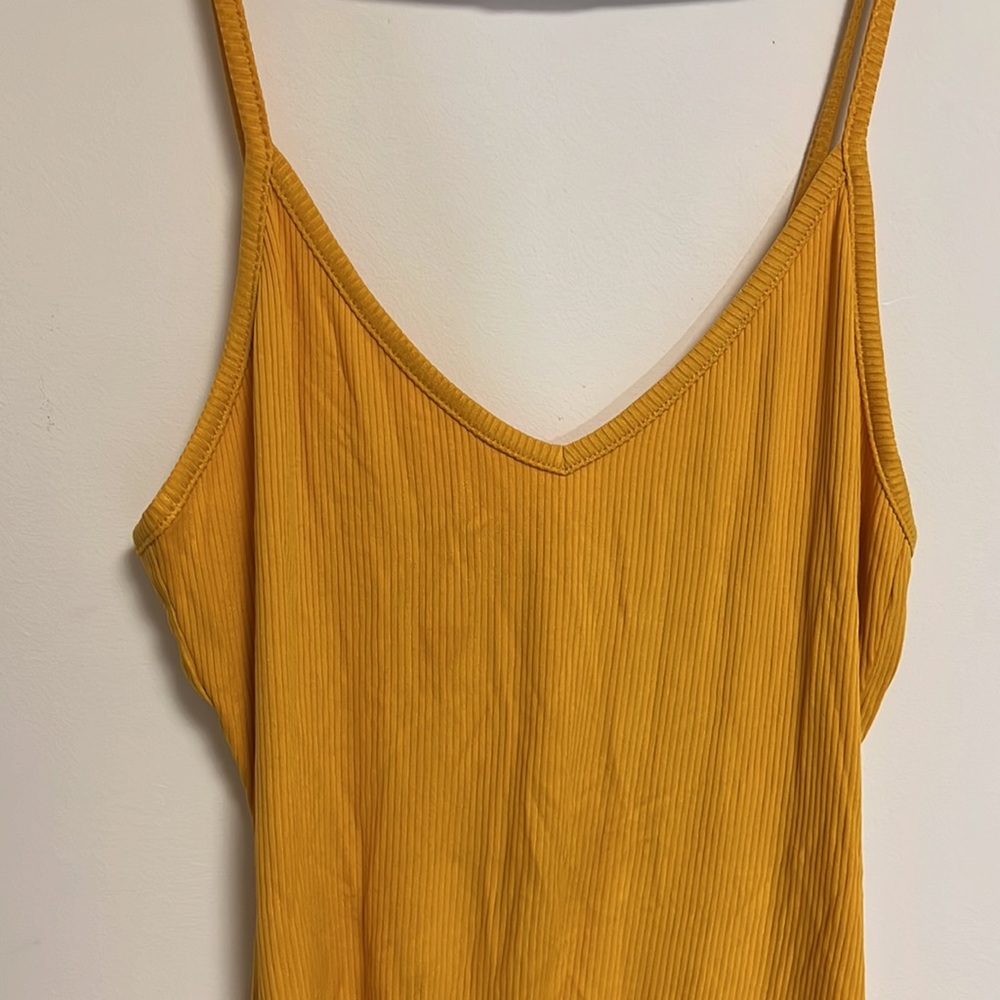 Yellow Ribbed Bodycon Dress - Picture 2 of 4